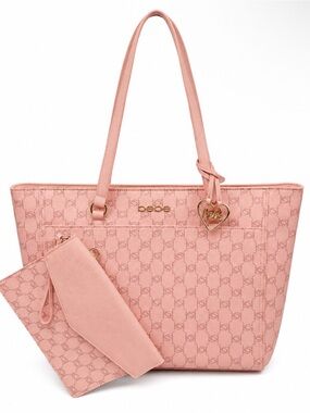 bebe Pink Logo Tote with Matching Wristlet